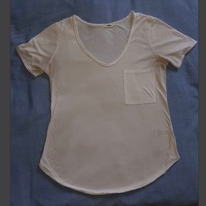 Garage White Short Sleeve Top with Pocket